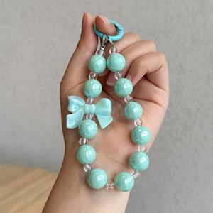 Ciondolo per cellulare in stile coreano con fiocco alla moda, catena, perle, anti-caduta, galvanizzato, con perline, per ragazze - Product Image 3