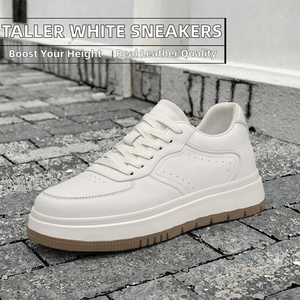 Baskets décontractées blanches pour hommes de haute qualité, rehaussantes, en cuir véritable, à lacets, pour le printemps, l'automne et l'hiver, avec semelle EVA - Product Image 2