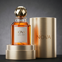 Flacon de parfum cylindrique de luxe en verre ambré 100 ml, base lourde, atomiseur à fine brume, avec boîte cadeau cylindrique, capuchon doré, ODM OEM