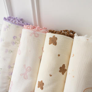 Couverture en coton biologique tricotée multi-usage pour nouveau-né, couverture en mousseline pour bébé - Product Image 2