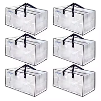 Sac de transport tissé en PP pliable, grand format, transparent, lot de 6, fourni par l'usine