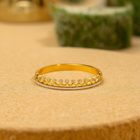 Brazalete de Cristal con Baño de Oro PVD, Acero Inoxidable 316L, Diseño Clásico y Elegante con Patrón de Corona, Joyería para Mujer