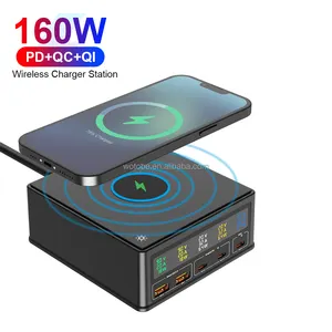 160W Fast 15W 10W Wireless Charger Stand Universal Multi 6 IN 1 PD 65W Charging Station LED Display 5 Port Phone Laptop Chargers