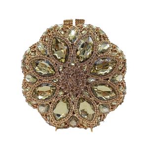 Pochette ronde pour femme avec strass floraux, sac de soirée en cristal, sac à main scintillant pour bal de promo et mariage - Product Image 4