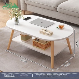 <span class=keywords><strong>Mesa</strong></span> de Centro Ovalada de Madera Maciza Wayon <span class=keywords><strong>con</strong></span> <span class=keywords><strong>Estante</strong></span> Inferior de Almacenamiento, Ideal para Guardar Libros, Computadoras Portátiles y Artículos de Decoración para el Hogar - Product Image 5