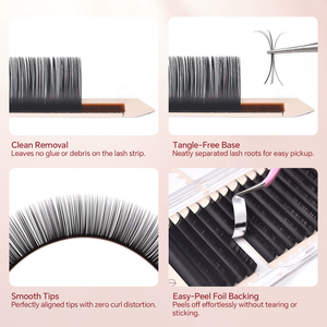 Premium Individual Eyelash Extensions Matte Black Easy Peel Foil Backing 7-15mm Mixed C CC D Curl Professional Salon <b>Lashes</b> - Product Image 3
