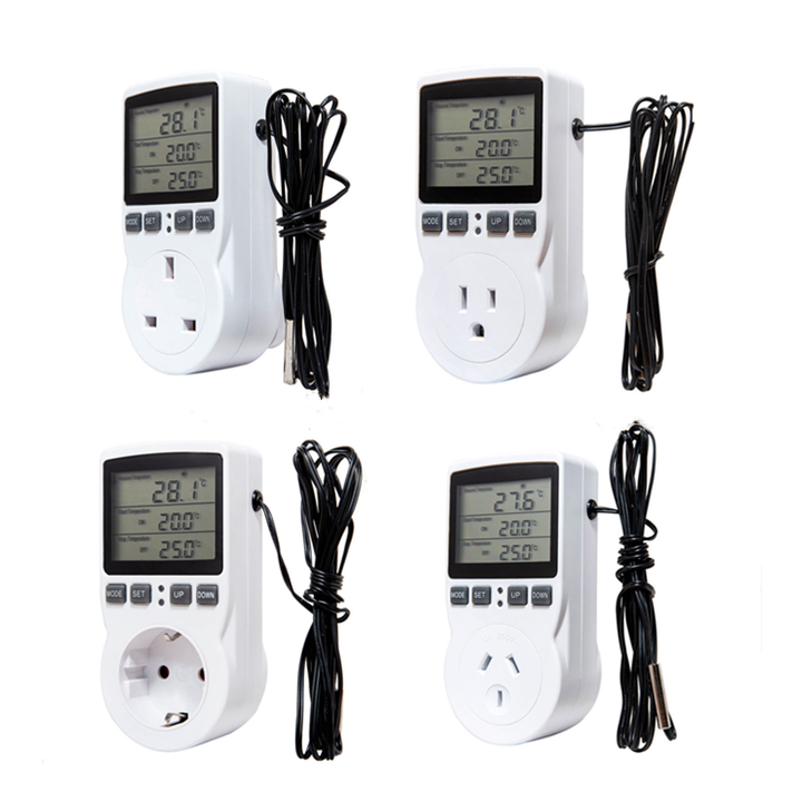 Termostato Digitale Con Presa E Sonda - Controllo Temperatura -10°C~60°C Per Riscaldamento/Raffreddamento, Timer, Per Terrari, Incubatrici, Serre