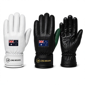 LONG MISSION Leather Touchscreen Motorbike <b>Gloves</b> Wrist Length Breathable Eco-Friendly Plain Daily Use Australia Belgium Flag - Product Image 5