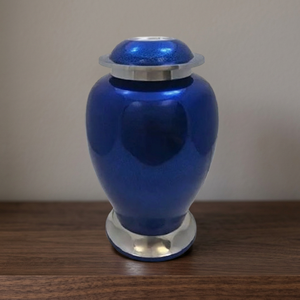 Urna Funeraria de Aluminio Azul, Recuerdo Conmemorativo Metálico, Ataúd Personalizado con Grabado, Decoración para el Hogar, Artesanía India - Product Image 3