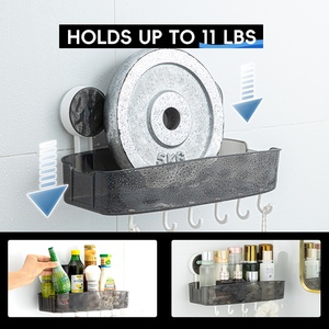 Porte-accessoires de douche mural transparent en plastique moderne, à un seul niveau, pour vaisselle et shampoing, portable et peu encombrant - Product Image 4