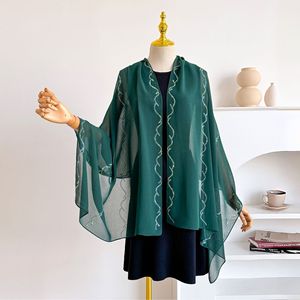 Voile de protection solaire 166*70cm, écharpe légère en mousseline de soie avec embellissement en strass pour le printemps et l'été - Product Image 3