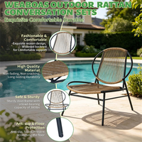 Ensemble de conversation en rotin PE résistant aux intempéries, canapé et chaises en osier avec table basse pour jardin, patio, bord de piscine