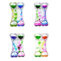 Minuteur à bulles liquides colorées, mouvement liquide, cercles flottants rotatifs pour un jeu amusant, double cœur, minuteur liquide