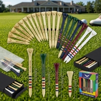 Tees de golf en bambou biodégradable écologiques, longueurs assorties 42, 54, 70, 83 mm, personnalisables pour l'entraînement sur le parcours de golf