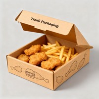 Impression numérique Boîte de poulet frit Fast Food Jetable Frites Boîte de burger Boîtes de papier de poulet frit avec logo Emballage rapide