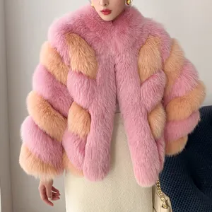 Custom Women Multi-color Winter Long Sleeve Faux Fur Coat Warm Parka Outwear Open Front Jacket