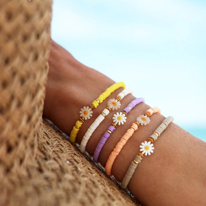 Pulsera De margarita gioielli <span class=keywords><strong>da</strong></span> donna bohémien colorato morbido ceramica braccialetto margherita personalizzato in rilievo morbido ceramica <span class=keywords><strong>reggiseno</strong></span> girasole - Product Image 1
