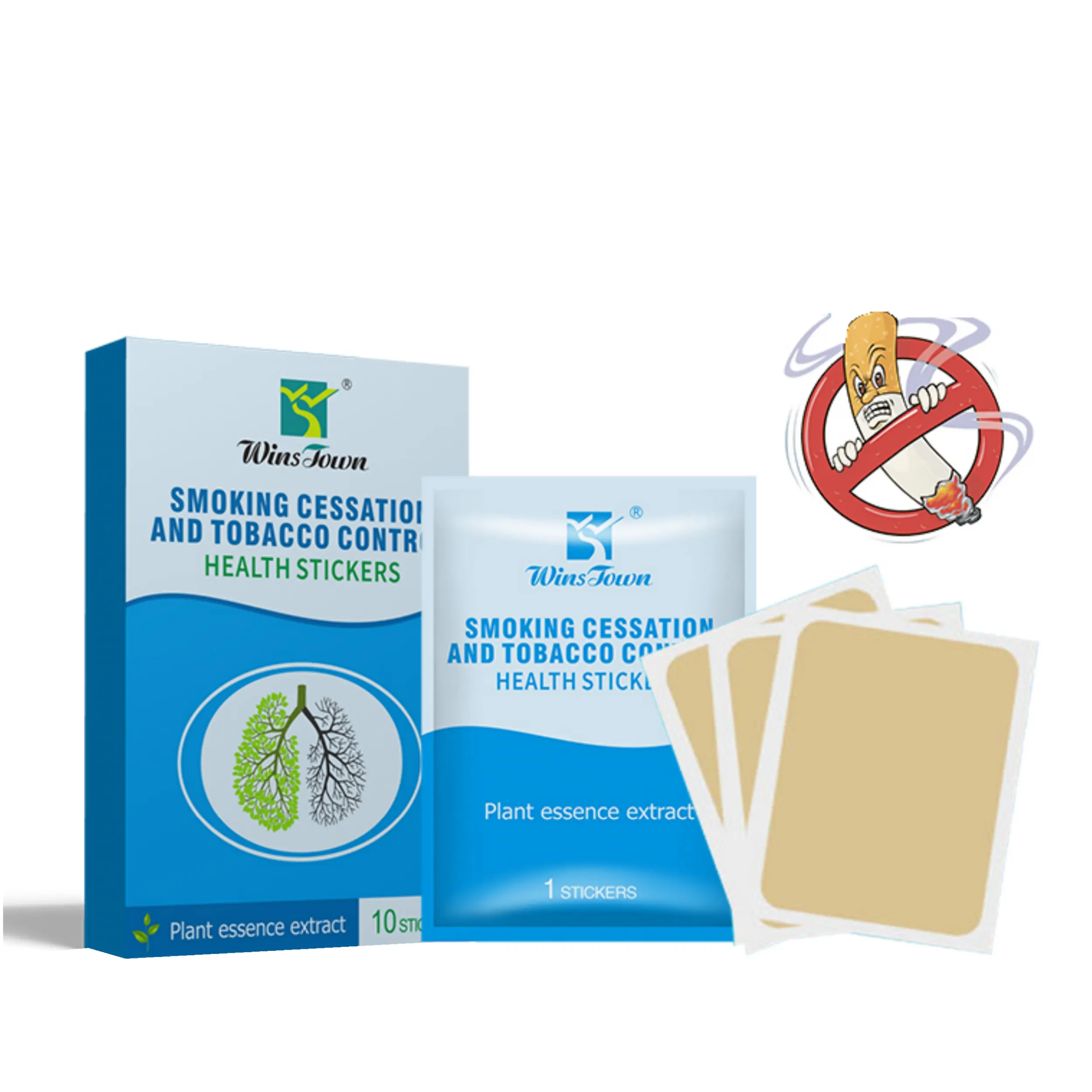 Winstown prodotto per la salute dei polmoni 10 sacchetti per la cessazione e il controllo del tabacco adesivi per la salute