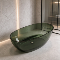 Baignoire autoportante en résine transparente, forme œuf, surface solide, baignoire de trempage colorée, baignoire moderne pour salle de bain