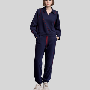 Tute sportive da <span class=keywords><strong>donna</strong></span> Polo a maniche lunghe e pantaloni lunghi vestiti a maglia Outdoor <span class=keywords><strong>abbigliamento</strong></span> <span class=keywords><strong>giovanile</strong></span> produttori di <span class=keywords><strong>abbigliamento</strong></span> - Product Image 1