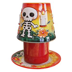 Diseño Personalizado Atmósfera Festiva Mexicana <span class=keywords><strong>Dia</strong></span> <span class=keywords><strong>De</strong></span> <span class=keywords><strong>Muertos</strong></span> Día <span class=keywords><strong>De</strong></span> Los <span class=keywords><strong>Muertos</strong></span> Vela <span class=keywords><strong>De</strong></span> Cerámica <span class=keywords><strong>De</strong></span> <span class=keywords><strong>Alta</strong></span> Calidad Tarro Lámpara Sombra Y Juego <span class=keywords><strong>De</strong></span> Platos - Product Image 1