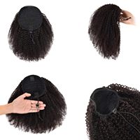 Queue de cheval indienne Remy longue et soyeuse, lisse ou ondulée, avec cordon de serrage, postiche à clipser pour femmes noires