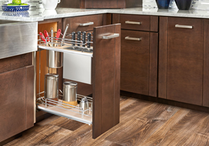 Étagère à épices relevable à double couche en bois moderne EFS pour armoire de cuisine à fermeture douce - Product Image 6