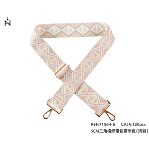 Cintura per borsa beige a quadretti triangolari con nastro da 5 cm per borsa a mano - Product Image 3