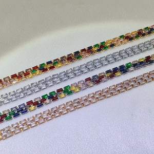 JML Luxury 14K placcato oro bracciale a catena per le donne arcobaleno Cubic Zirconia cristallo con ottone <span class=keywords><strong>Monica</strong></span> alla moda - Product Image 1