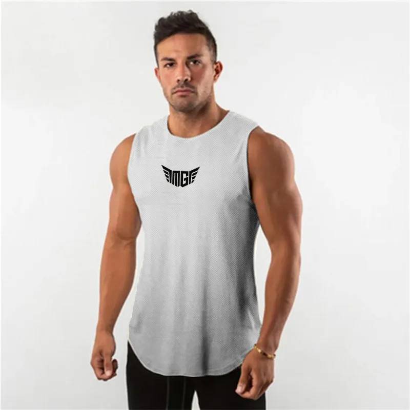 Muscleguys Summer Men's Tank Top Casual Sports Workout Man Mesh Singlets Gym Fitness Clothing Bodybuilding Sleeveless Shirt