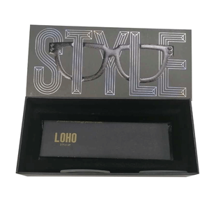 Étui à lunettes de marque Boîte à tirette noire avec LOGO en relief 3D et conception optique pour ensemble de rangement de lunettes Boîte en papier personnalisée - Product Image 3