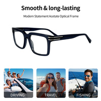 SHIAN SAO18 Monturas de Gafas Ópticas Unisex Cuadradas de Acetato con Aro Completo, Personalizables, con Lentes de PC para Todas las Formas de Rostro