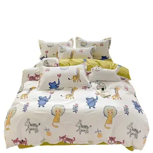 เย็บปักถักร้อยผ้าห่มสัตว์ขนาดเล็กติดตั้งแผ่นเตียงผ้าฝ้าย100% Seersucker คู่แฝดชุดผ้าคลุมเตียงชุดเครื่องนอน