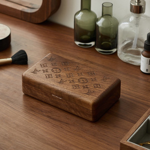 <b>Black</b> Walnut Wood Jewelry <b>Box</b> Rectangle Covered Storage <b>Box</b> For Necklace Ring 10 Capacity Shandong Origin - Product Image 1