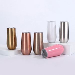 6oz 180ml Black <b>Pink</b> Colored Luxury Stemless Steel Unbreakable Double Wall <b>Bottle</b> and Wine Tumblers Champagne Flutes Glasses - Product Image 1