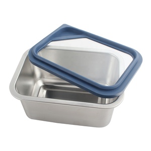 Boîte de conservation alimentaire en acier inoxydable, rectangulaire, taille M, couvercle hermétique en plastique, compartiment unique, empilable, boîte à lunch - Product Image 5