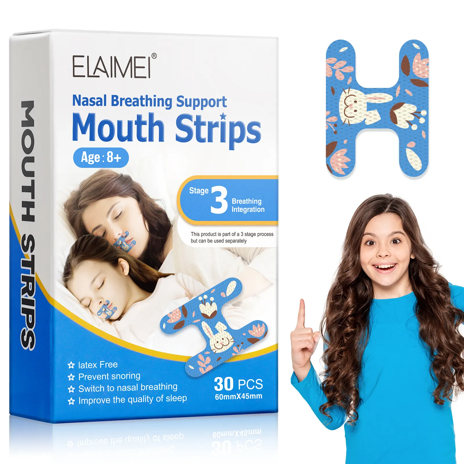 Fita para boca de dormir para crianças, fita para evitar dor de garganta em torno de lábios, 30 peças, fita para uso em casa
