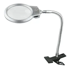 Free Sample Wholesale Clamped Hose Magnifying Glasses LED Lamp Metal Table Read Identification Magnifier