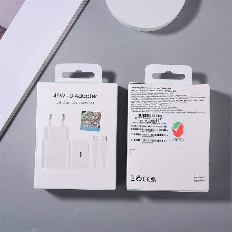 White 45W charger +Cable , with Box