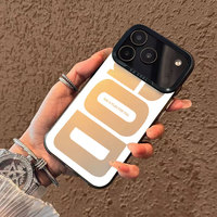Coque de téléphone portable en TPU et PC avec impression de lettres Fashion God et clé argentée électroplaquée pour iPhone 11 12 13 14 15 16 17 18 Pro Max