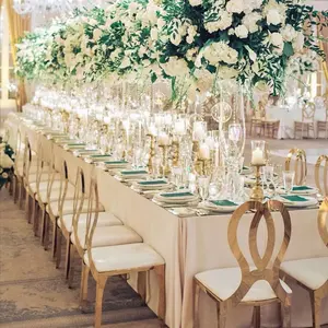 Grosir kursi pernikahan acara besar punggung tipis logam dengan bantal kustom warna-warni
