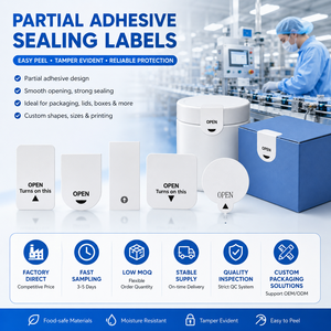 Etichette Adesive Parziali Personalizzate Facili da Staccare, <span class=keywords><strong>Adesivi</strong></span> Antimanomissione per Scatole e Buste OEM - Product Image 6