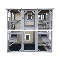 TIANYI – maison de chat en bois d'extérieur, Cage pour chaton avec plateforme et petites maisons coupe-vent