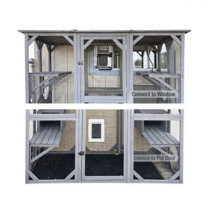 TIANYI Outdoor Wooden Cat House Catio Large Cat Enclosure <strong>Kitten</strong> <strong>Cage</strong> with Platform and Windproof Small Houses - Product Image 4