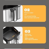 Friteuse à air électrique moderne sans huile avec protection contre la surchauffe, multifonction (rôtir, cuire, déshydrater), capacité 10L, norme américaine