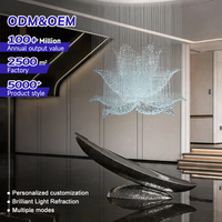Lampe suspendue personnalisée en forme de lotus, fibre optique PMMA, lustre d'intérieur de luxe, luminaire suspendu LED commercial