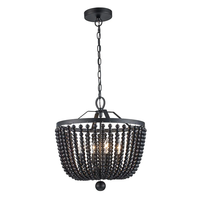 Collection de lustres en perles de bois noires, luminaires suspendus de style farmhouse bohème pour salle à manger, chambre et entrée