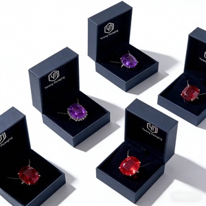 Jewelry Packaging <b>Box</b> with logo Luxury Jewelry <b>Gift</b> <b>Box</b> Pink Drawer Flip Tactile Paper for Ring/Necklace/Pendant Suede Lining - Product Image 4