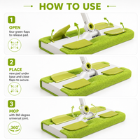 Serpillère plate télescopique avec tête en microfibre, utilisation sèche et humide, nettoyage des sols domestiques pour parquet et carrelage
