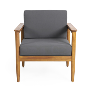 Chaise d'appoint moderne de luxe pour l'extérieur avec pieds en teck naturel et coussin pour salle à manger - Product Image 5